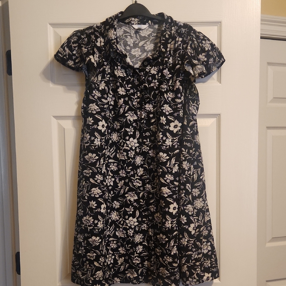 Time and Tru Black & White Floral Dress, XXL (20), Like New